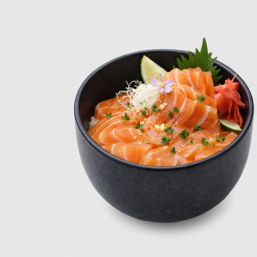 A bowl of salmon sashimi over rice